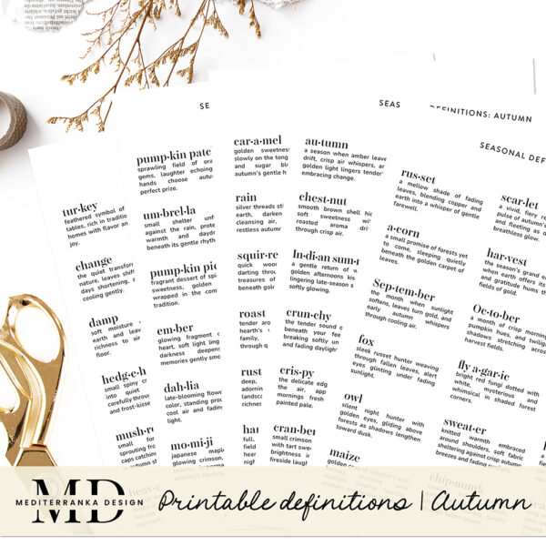 stickers printable autumn definitions