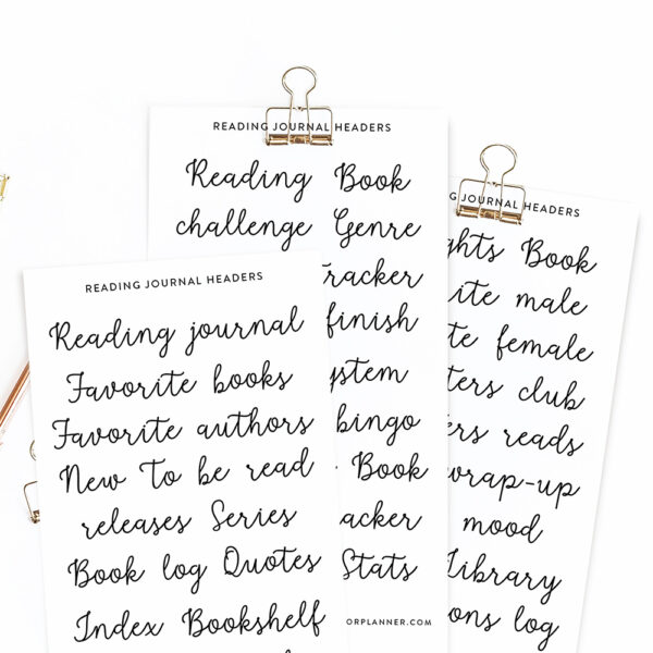 Reading journal headings