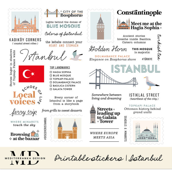printable travel journal stickers Istanbul
