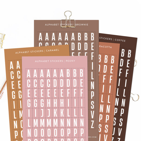 alphabet stickers for planner and journal colored